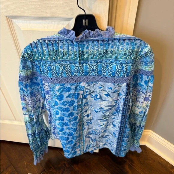 Hale Bob Women's Blue and White Patterned Blouse - Picture 5 of 5